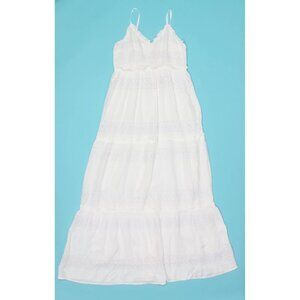 JESSICA SIMPSON Maxi Dress Long White Flower Eyelet Tiered Boho Women’s L /604